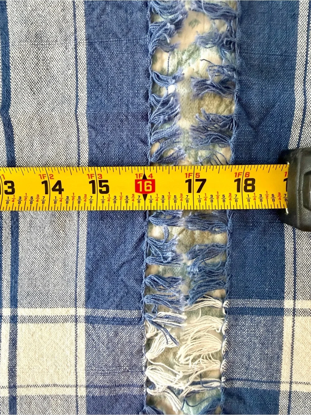 TWO Blue & White Plaid Cotton Napkins w/a Checked Pattern and a Fringed Border